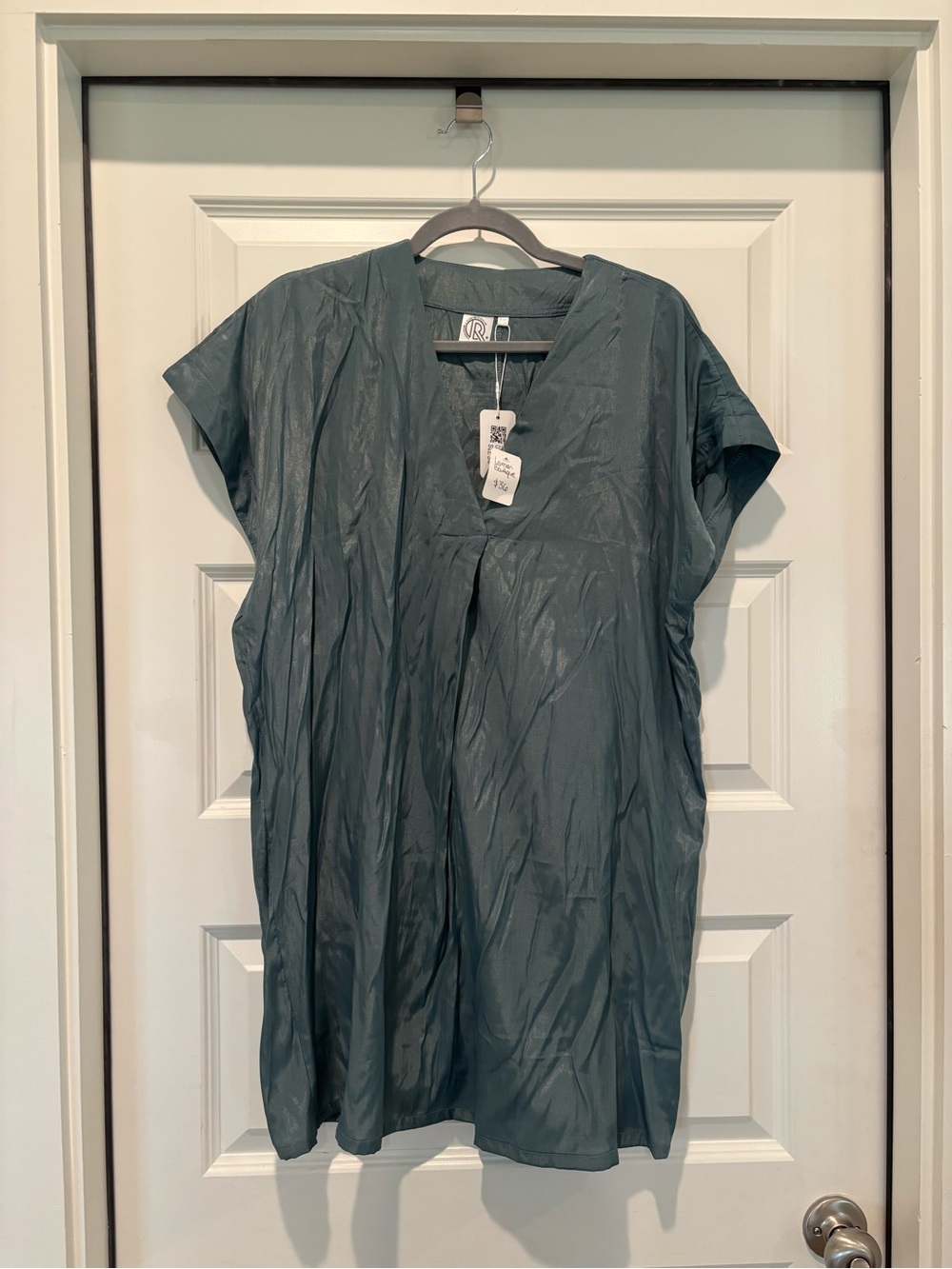 TR Slate Blue V-neck Blouse Dress or Cover Up